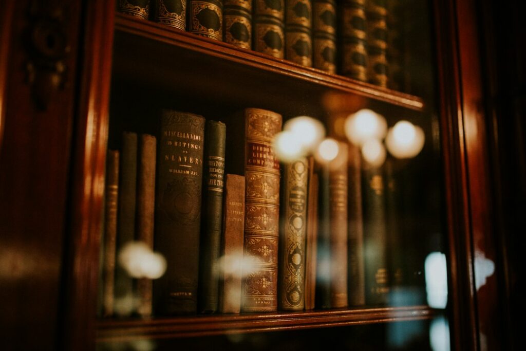 Bookcase of old books, a picture of archiving a page with Wayback Machine Save Page