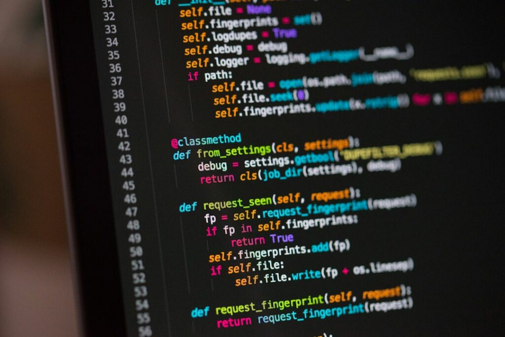 Computer screen showing program code