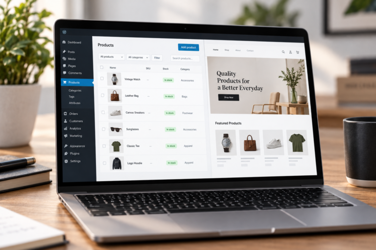 WooCommerce recovery workspace with organised products and storefront preview