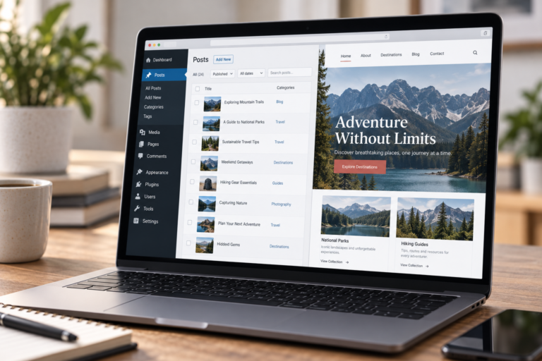 WordPress restoration workspace with editable content and rebuilt website preview